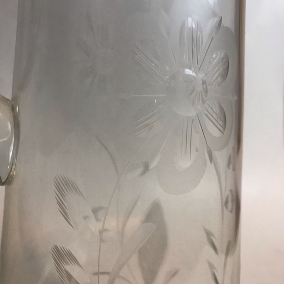 Vintage etched glass crystal pinched pitcher - Picture 6 of 14